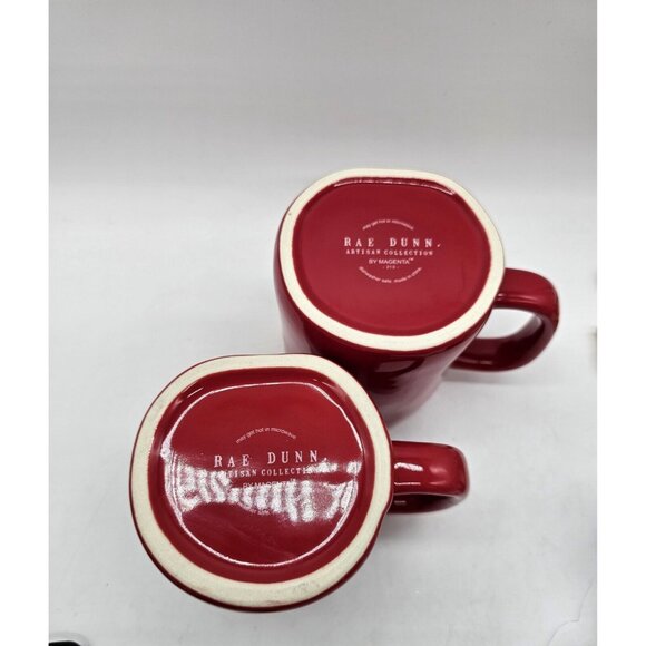 Rae Dunn Artisan Collection Magenta Christmas Coffee Cups Mug Pair  Cheer, Ho,Ho - Picture 6 of 10